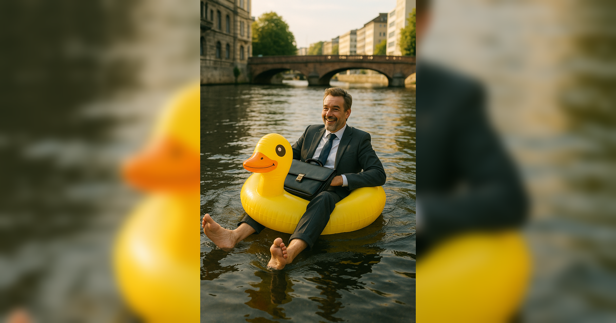 How Would You Like to Ride a Pool Floaty to Work?